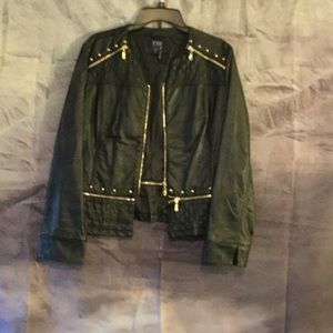 Pleather jacket w/ zipper accents